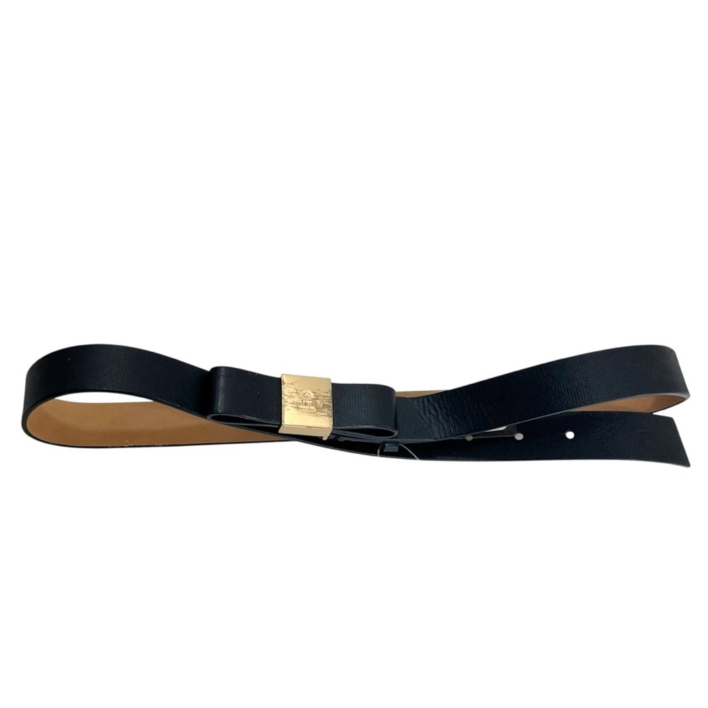 KATE SPADE Black and Gold Leather Bow Belt
